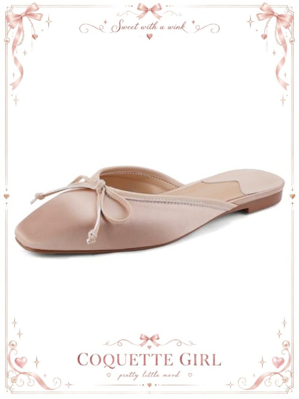 Satin Square Toe Flat Mules Slip On Backless Loafers Bow Tie Women Shoes